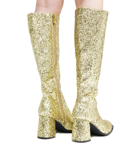 Gold Go Go Glitter Boots | Dolls Kill
