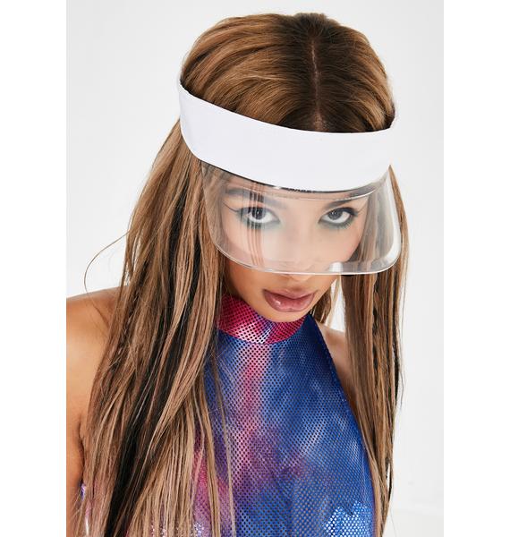 Clear Wide Brim Visor Hat White Dolls Kill