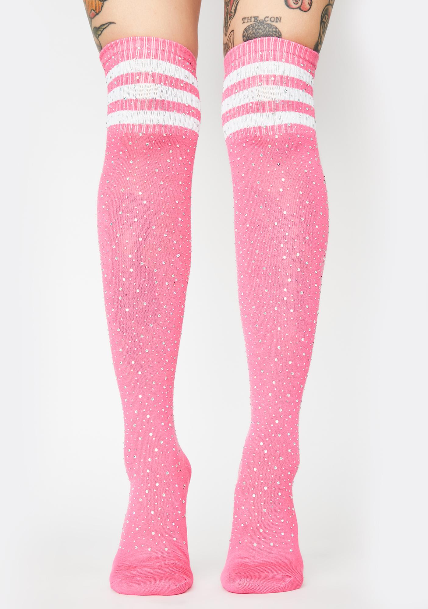 pink knee high athletic socks