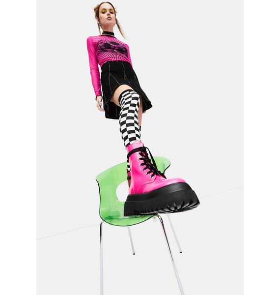 Delia's Patent Combat Boots Hot Pink Dolls Kill