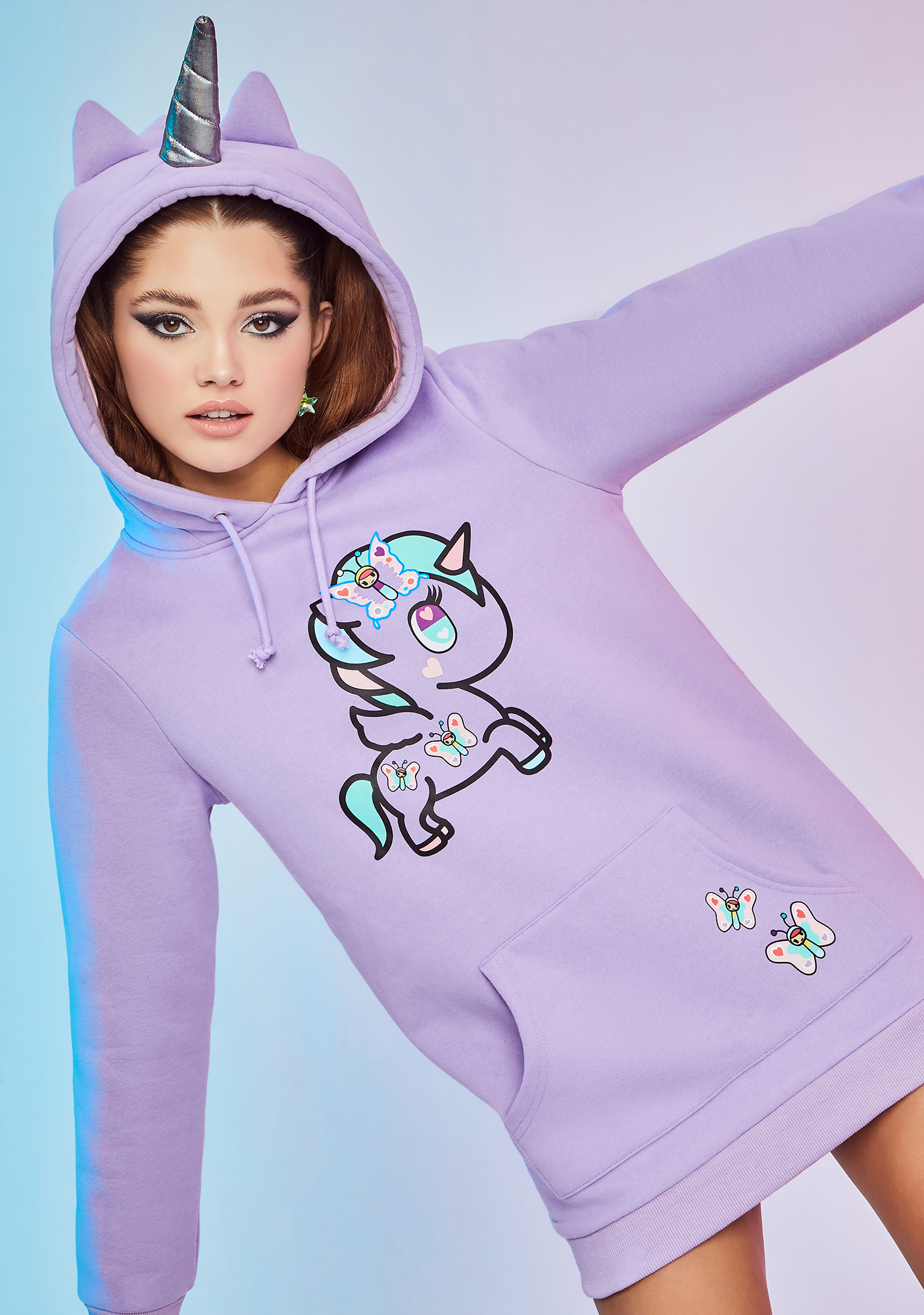 Dolls Kill x tokidoki Graphic Lily Unicorno Horn Oversized Hoodie