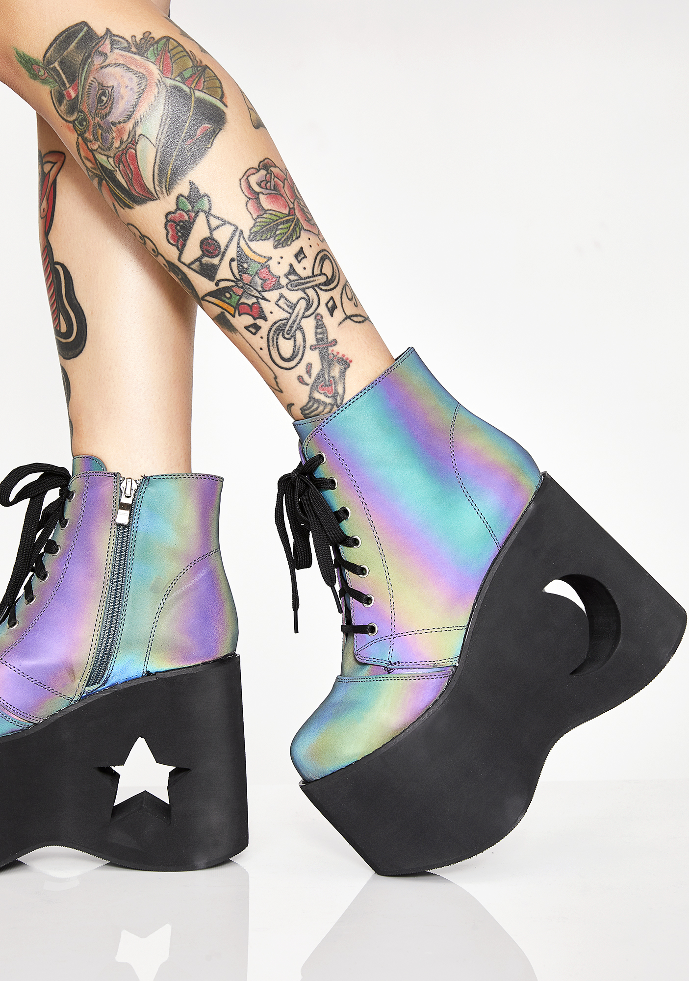 rainbow reflective boots