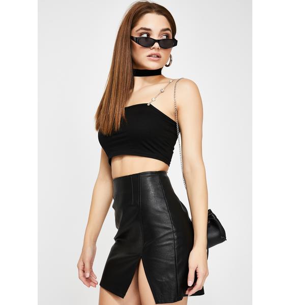leather mini skirt slit