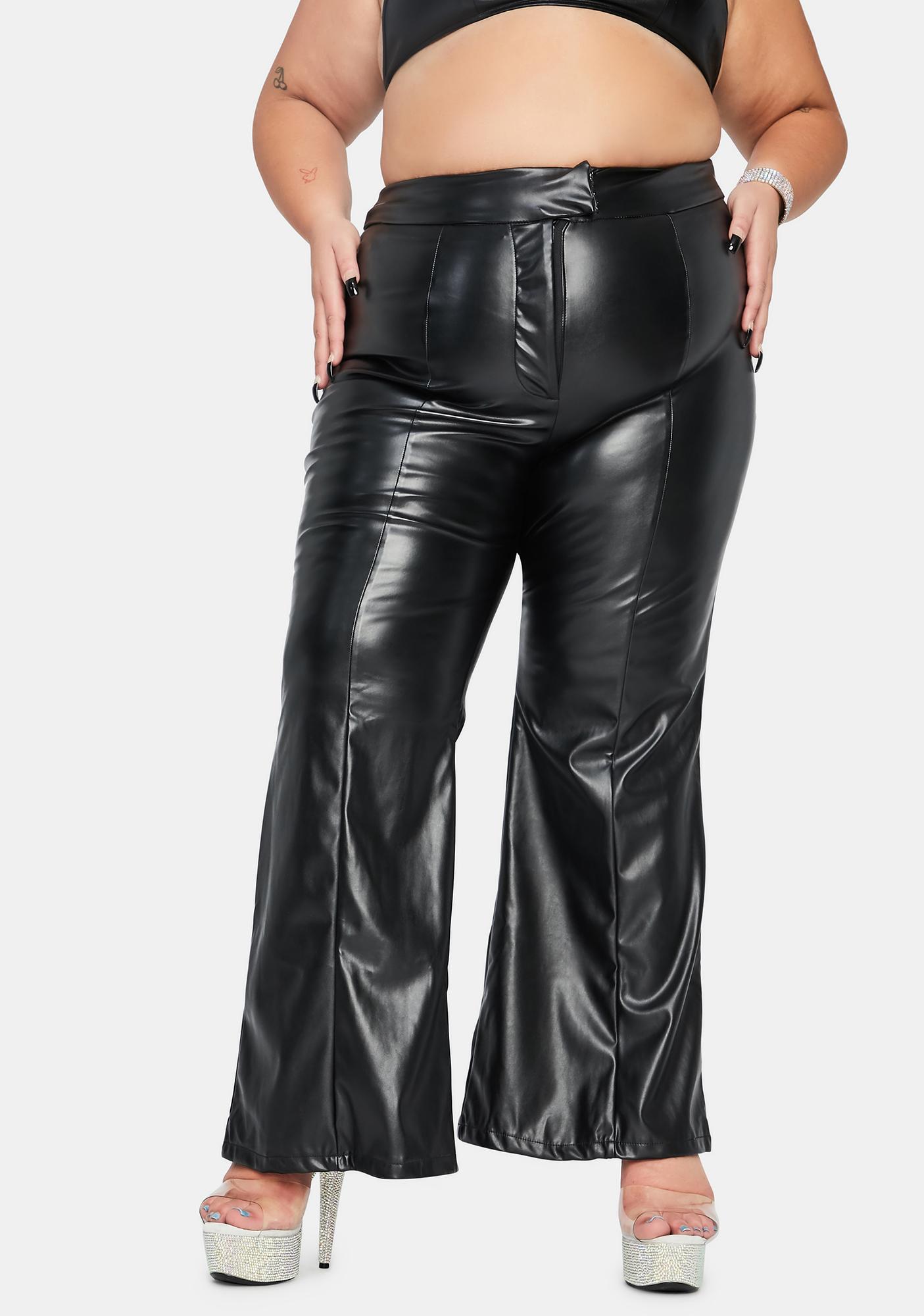 leather flare jeans