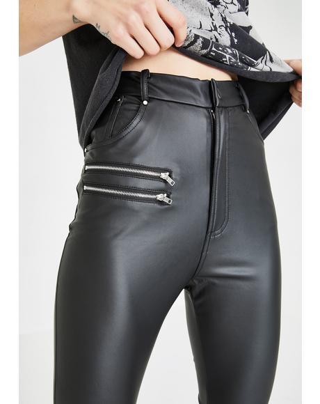Vegan Leather Biker Pants