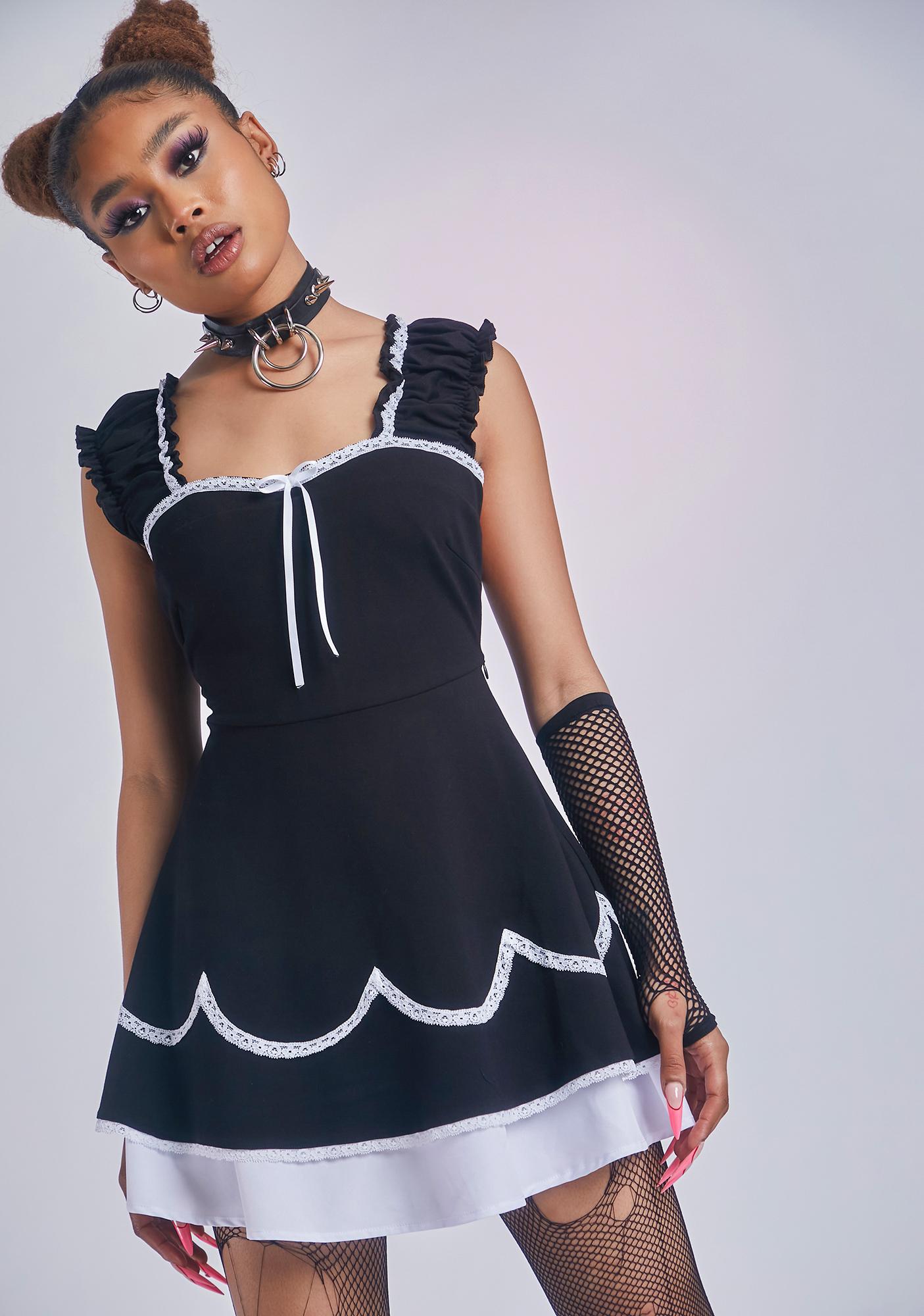 pinafore dress black and white