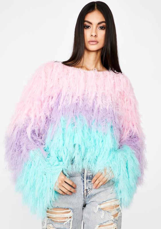 pink shaggy cardigan