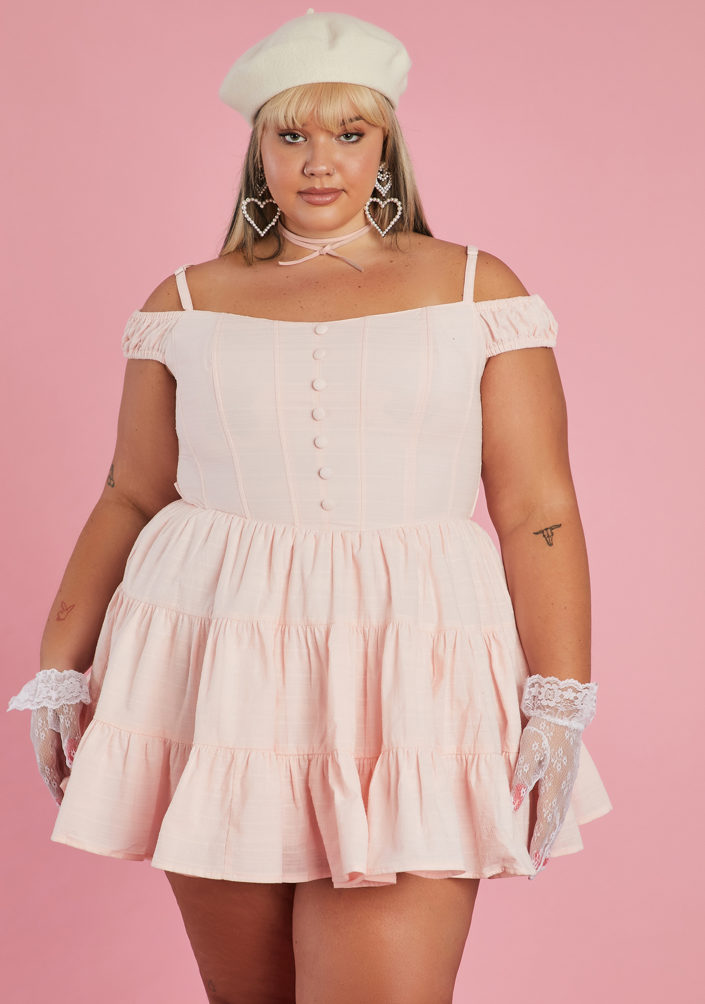 Sugar Thrillz Plus Size Babydoll Corset Dress Pink Dolls Kill