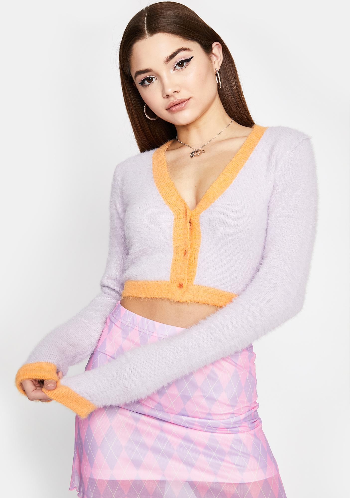 lavender cropped cardigan
