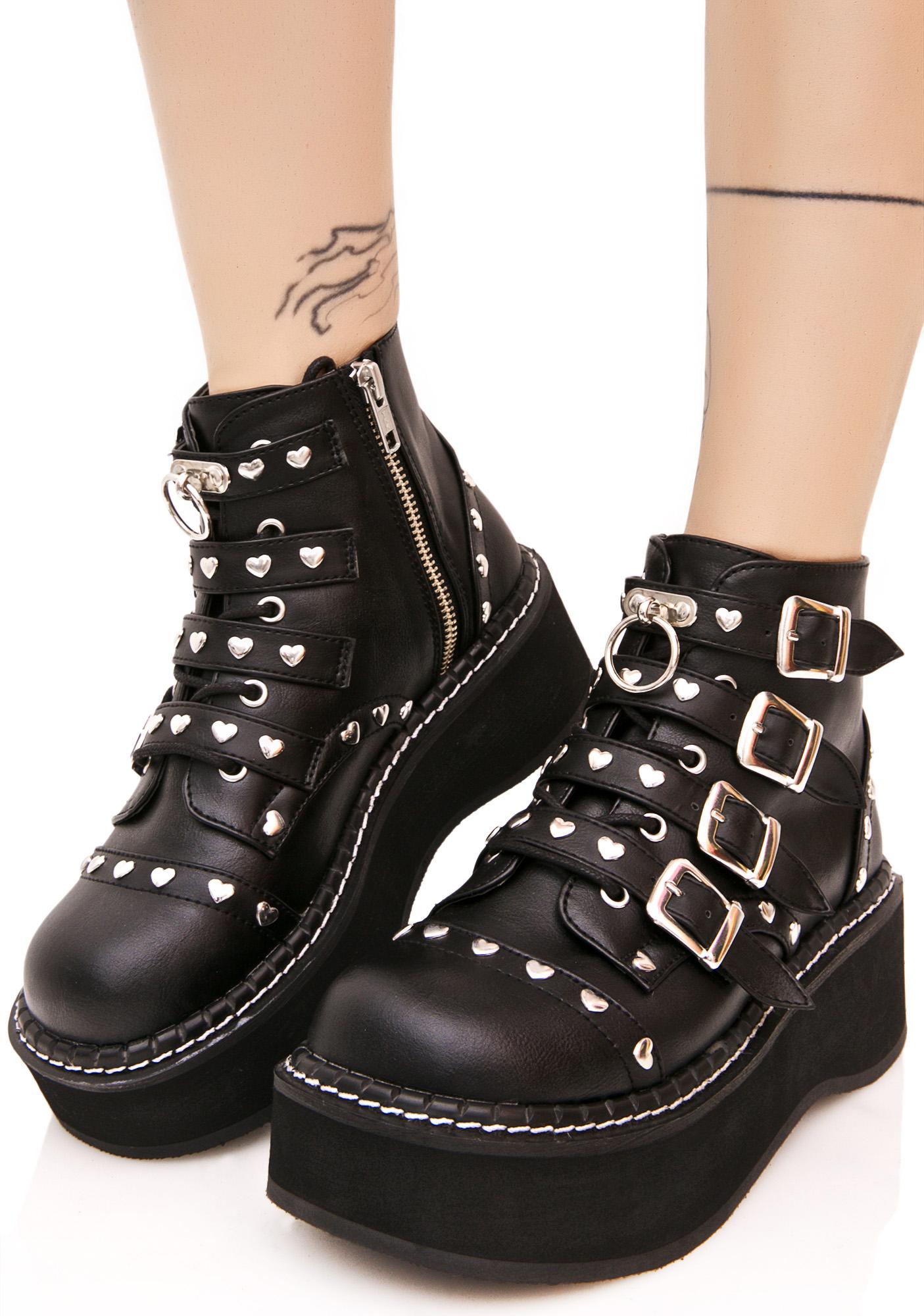 Demonia Emily Buckled Platform Boots | Dolls Kill