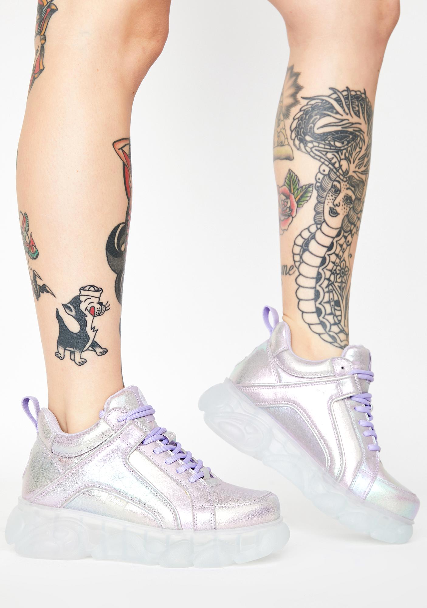 purple platform sneakers