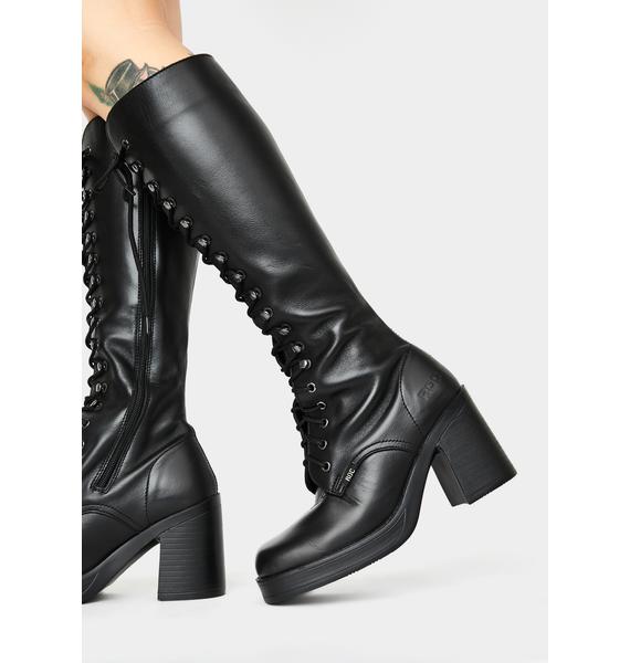 roc knee high lace up boots