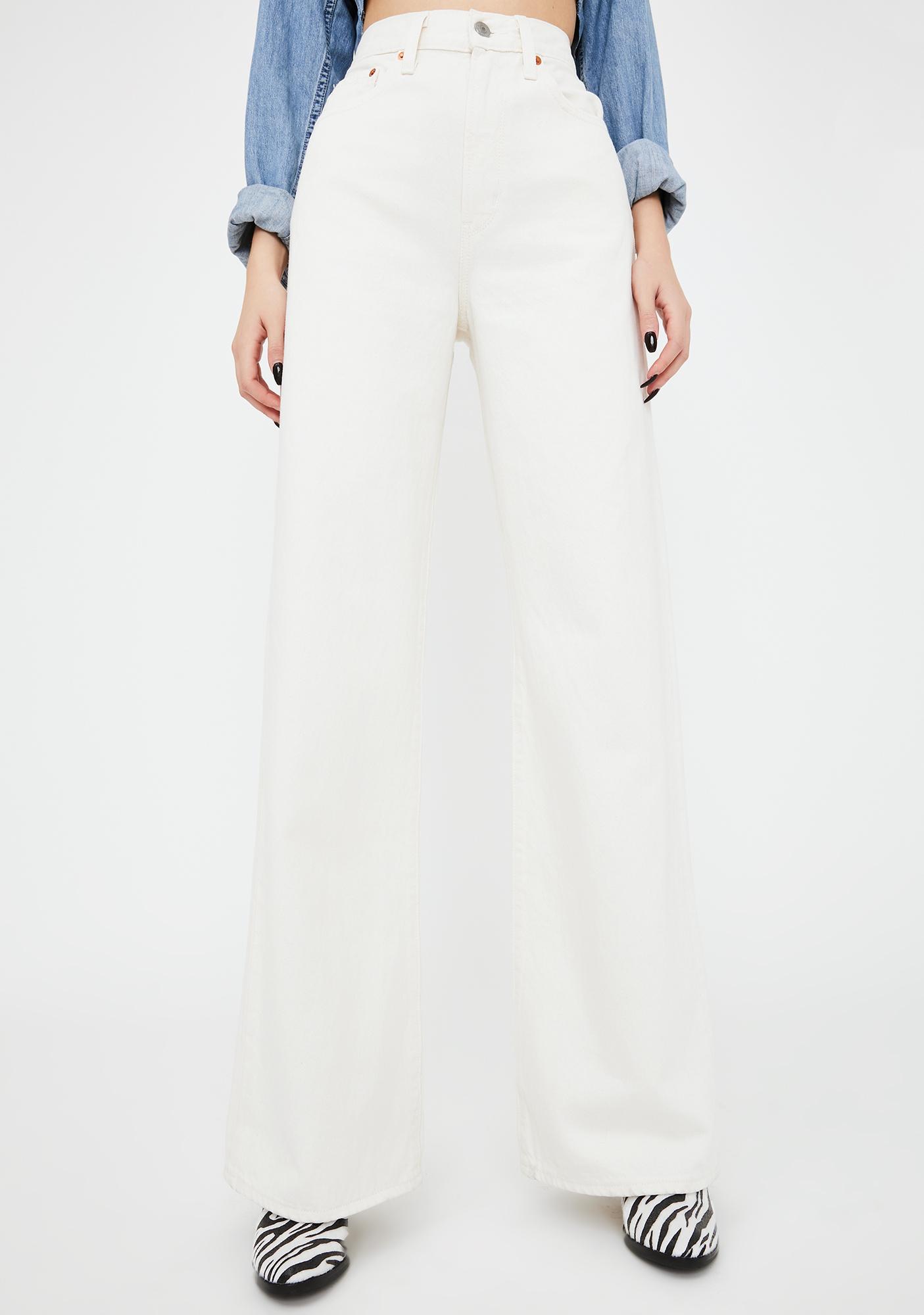 off white wide leg jeans
