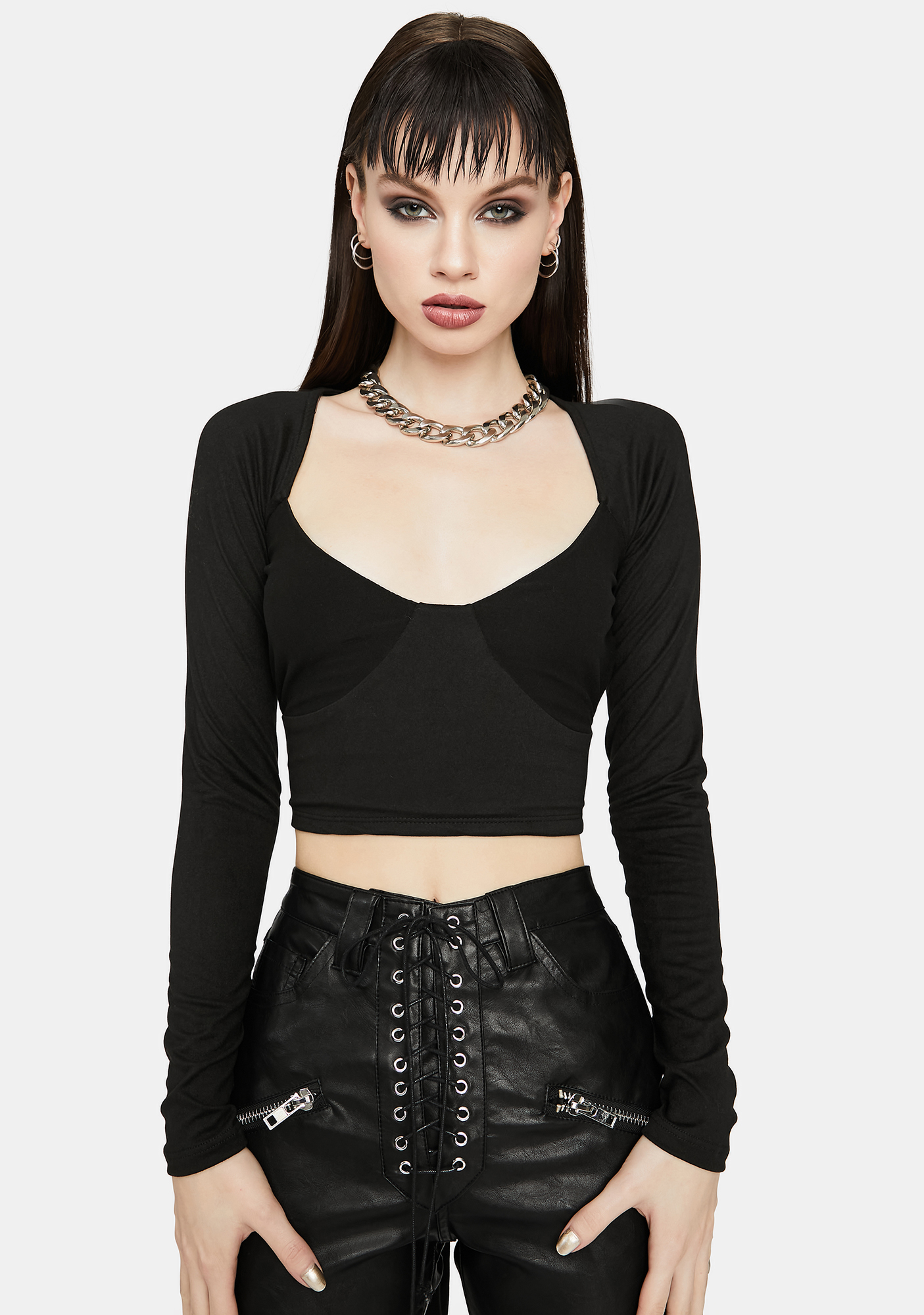 Open Back Tie Bustier Crop Top Black Dolls Kill