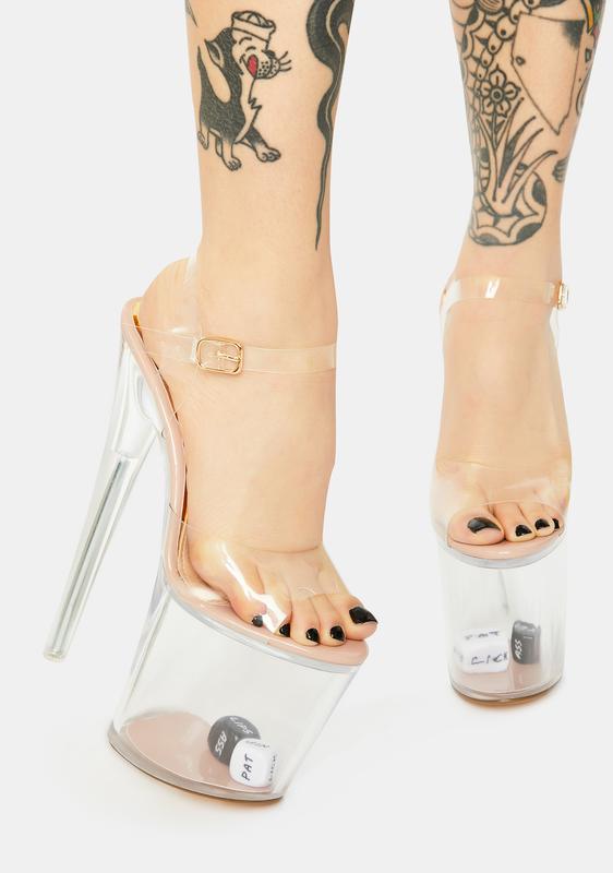 nude chunky platform heel