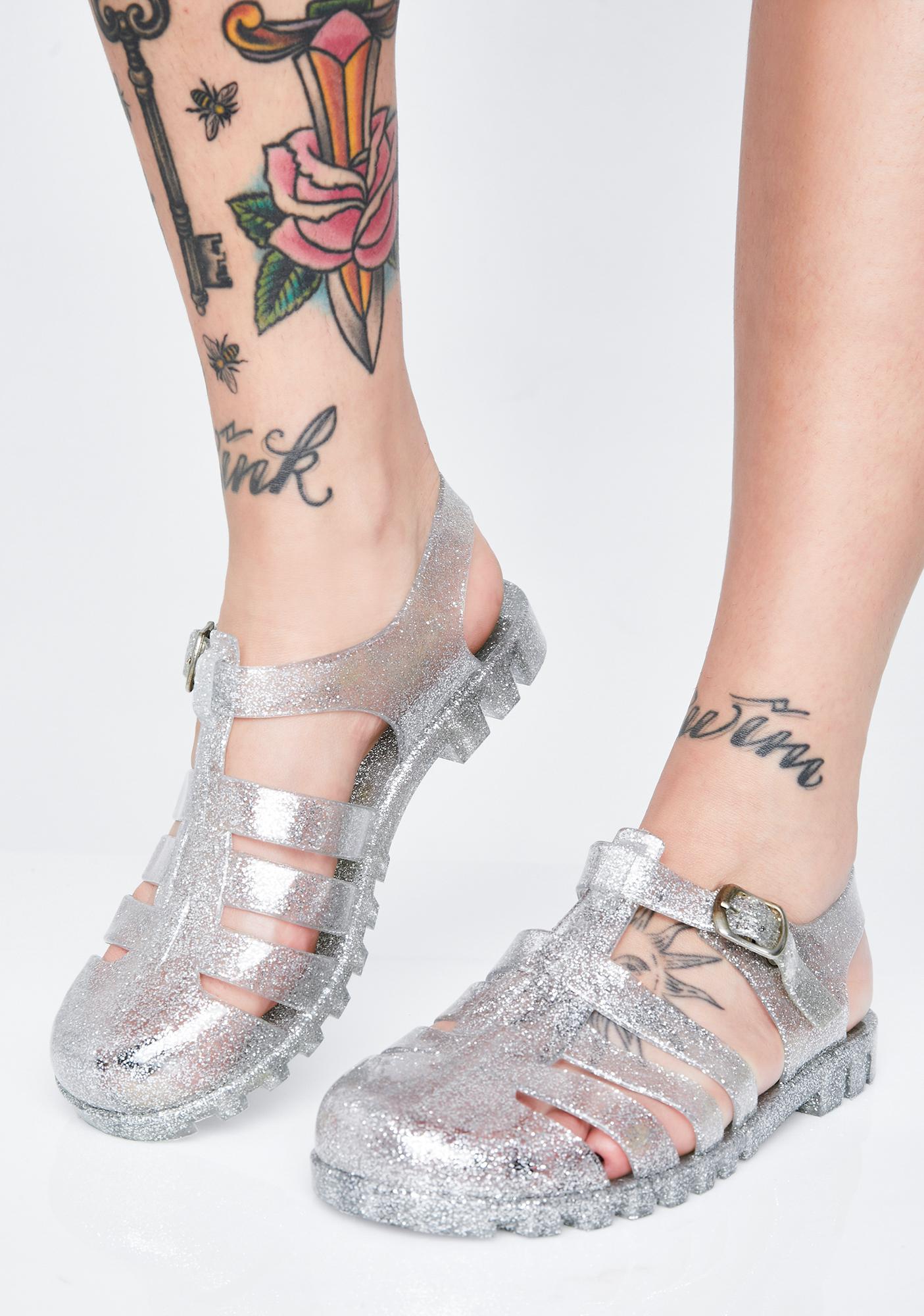 Clear Glitter Jelly Sandals Dolls Kill