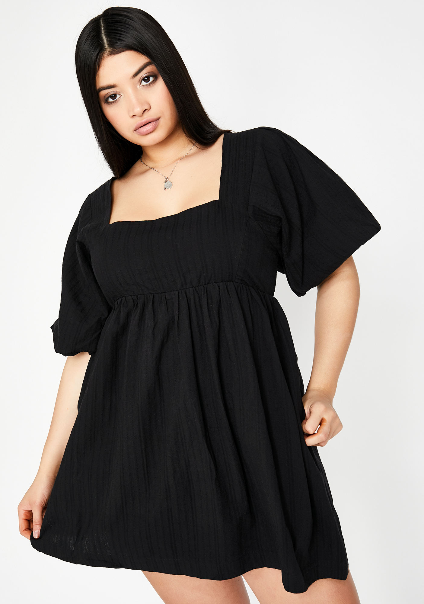 plus size long sleeve babydoll dress