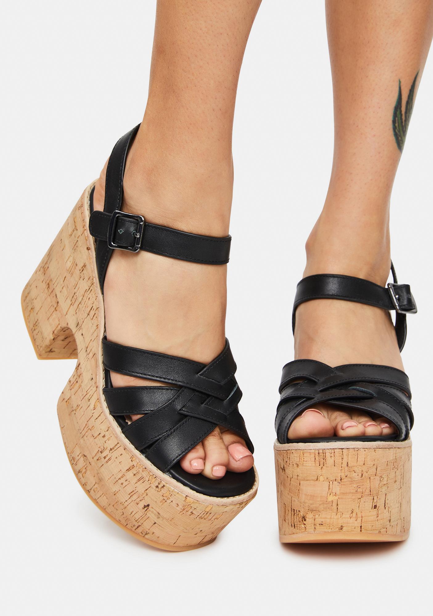 cork platform sandals