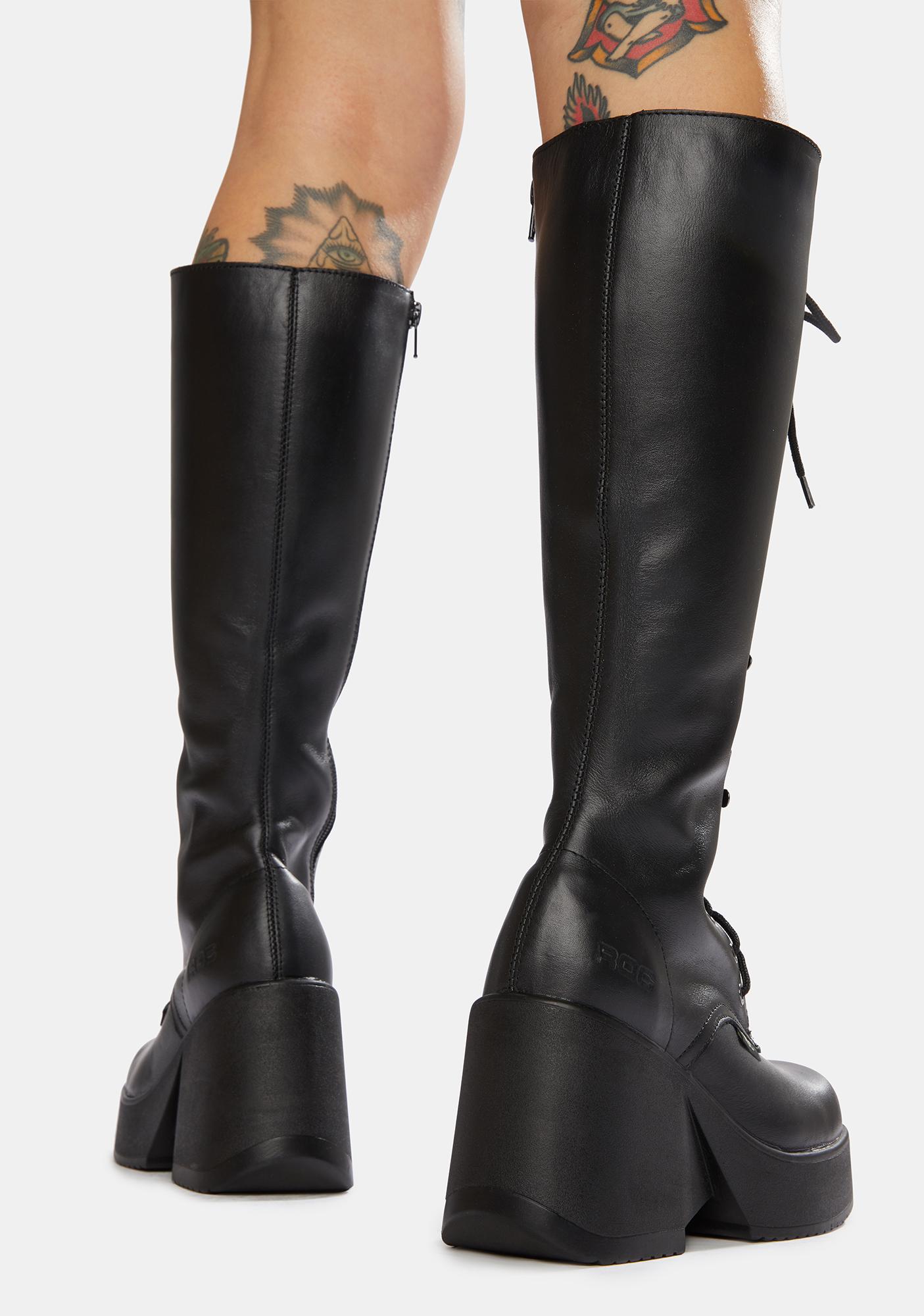 roc knee high lace up boots