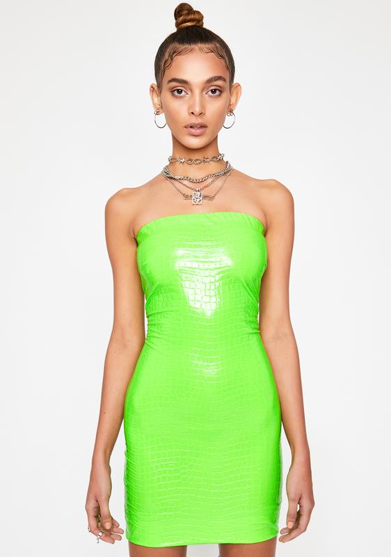 lime green vinyl dress