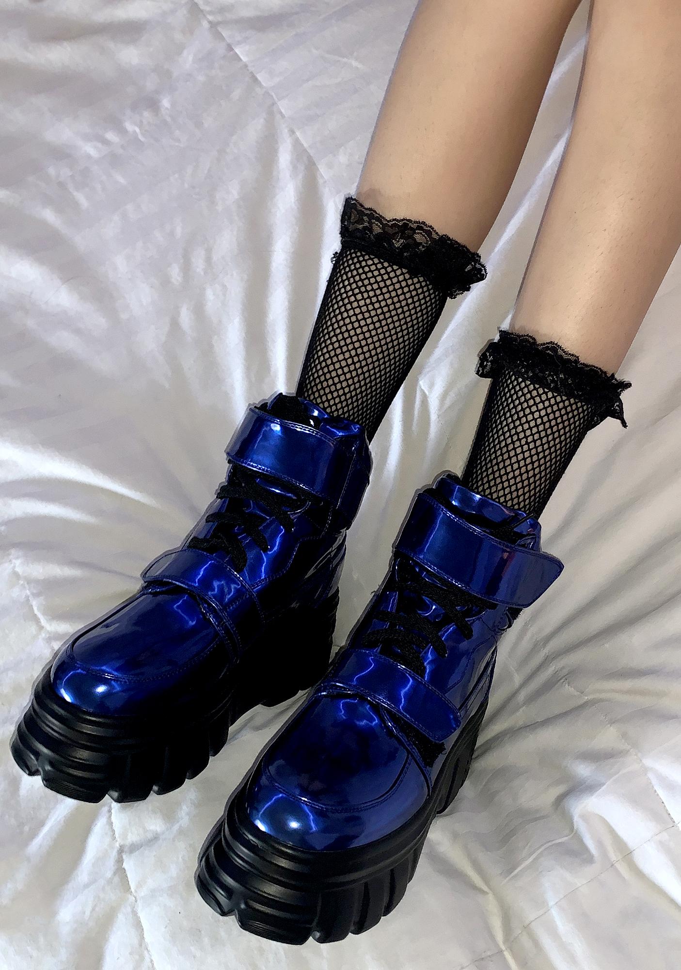metallic blue sneakers