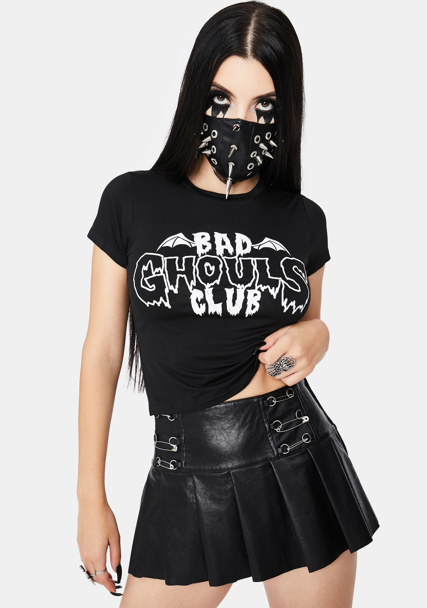 Dolls Kill Halloween Bad Ghouls Club Baby Tee - Black | Dolls Kill