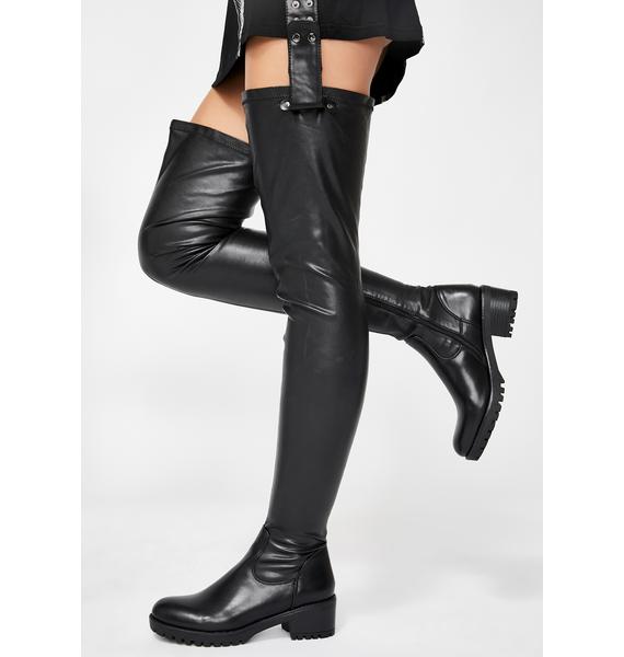 AZALEA WANG Surgical Belted Thigh High Boots | Dolls Kill