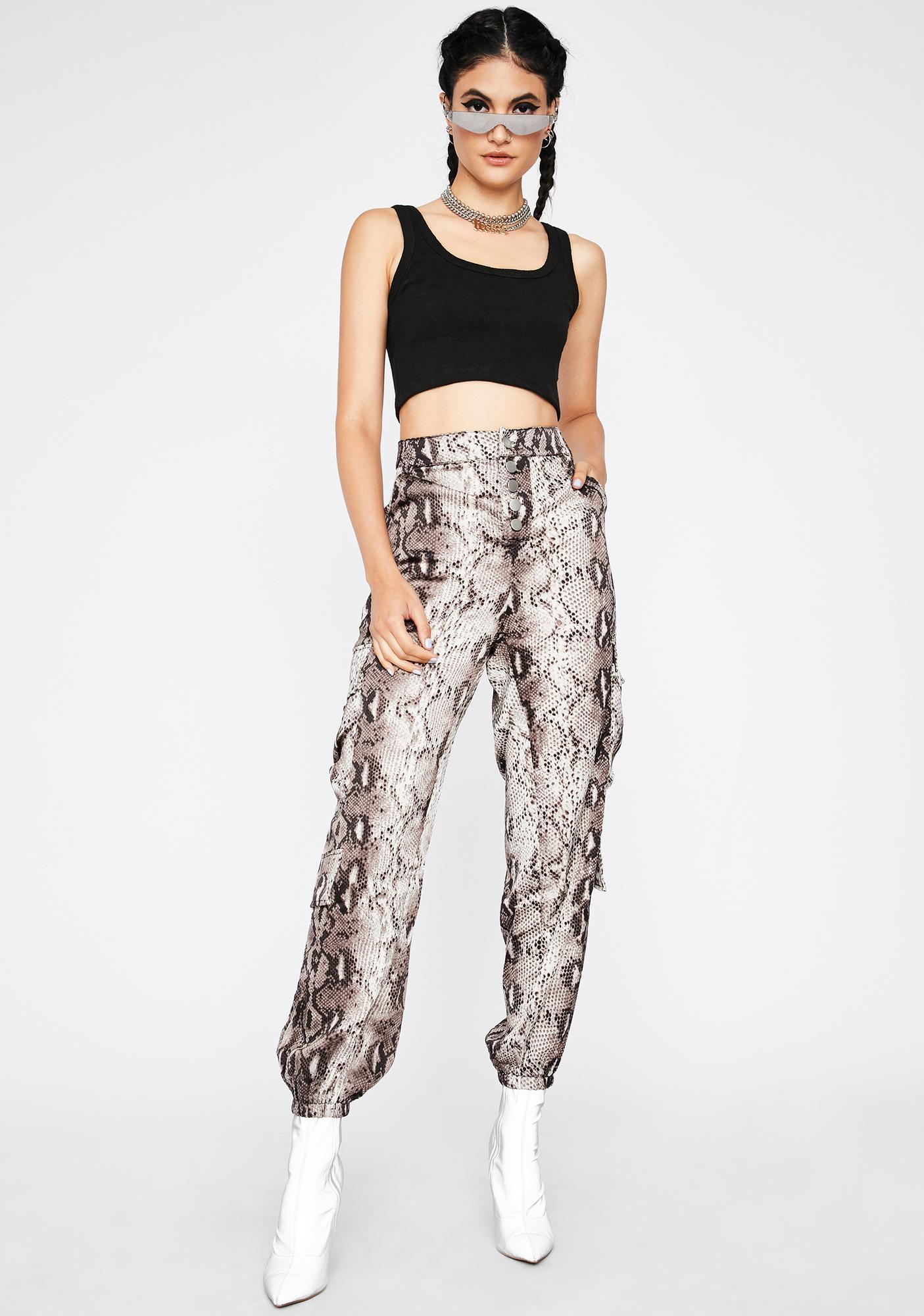 snakeskin jogger pants