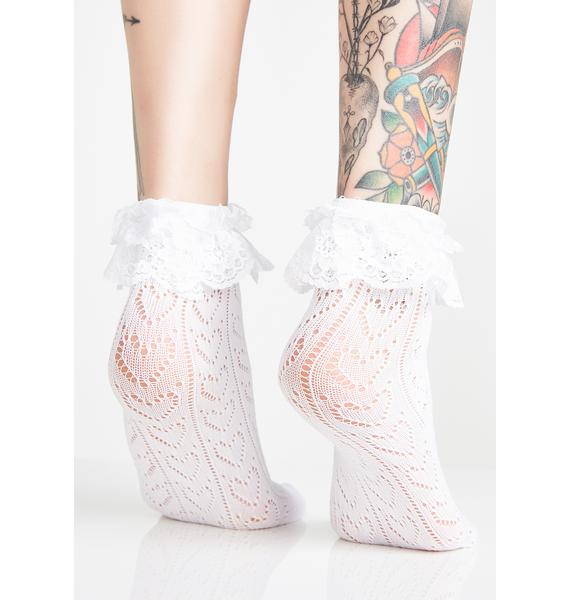 White Pointelle Heart Ruffle Ankle Socks Dolls Kill