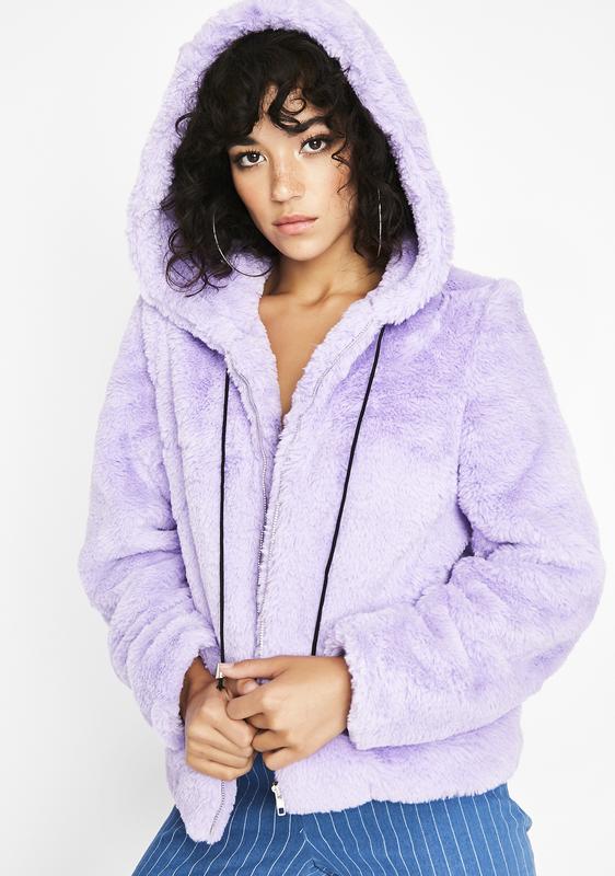 fuzzy hooded jacket