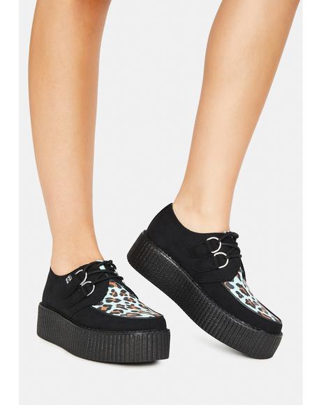 Lucky Dice Creep Creeper Schuh Rockabilly Schwarz Polido Black Fur Spitz 5005