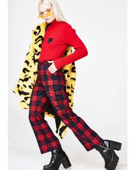 tartan flare pants