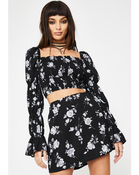 Black Rose Velina Crop Top