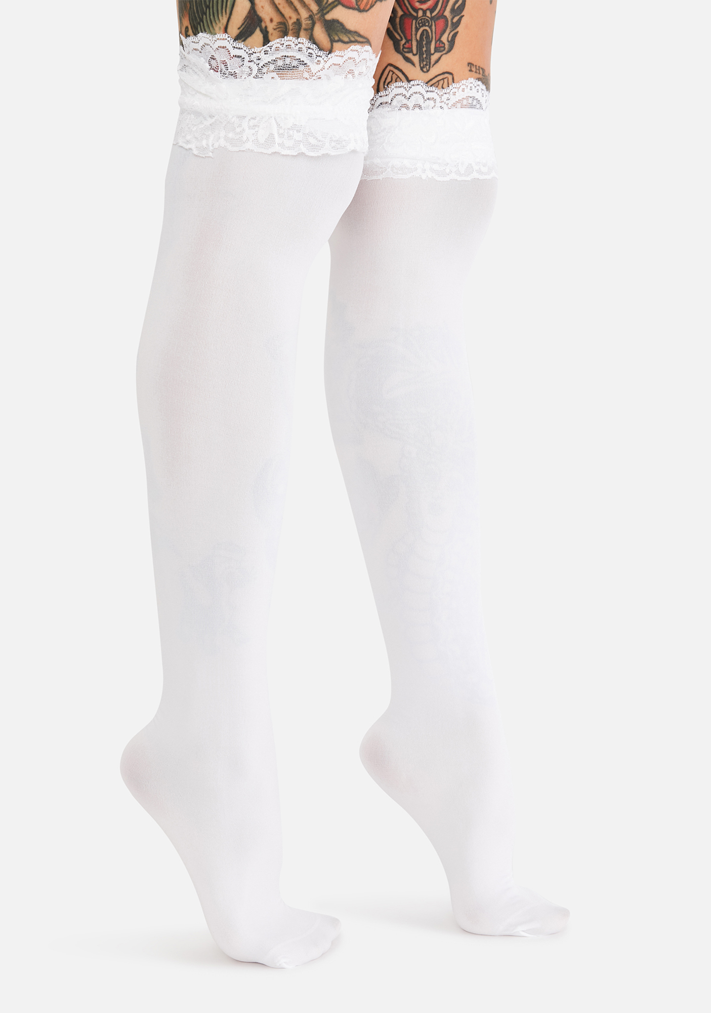 white knee high sheer socks