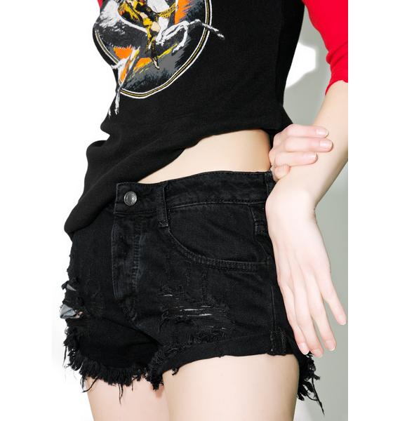 Black Denim Cut Off Shorts Dolls Kill