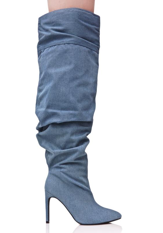 denim slouch boots
