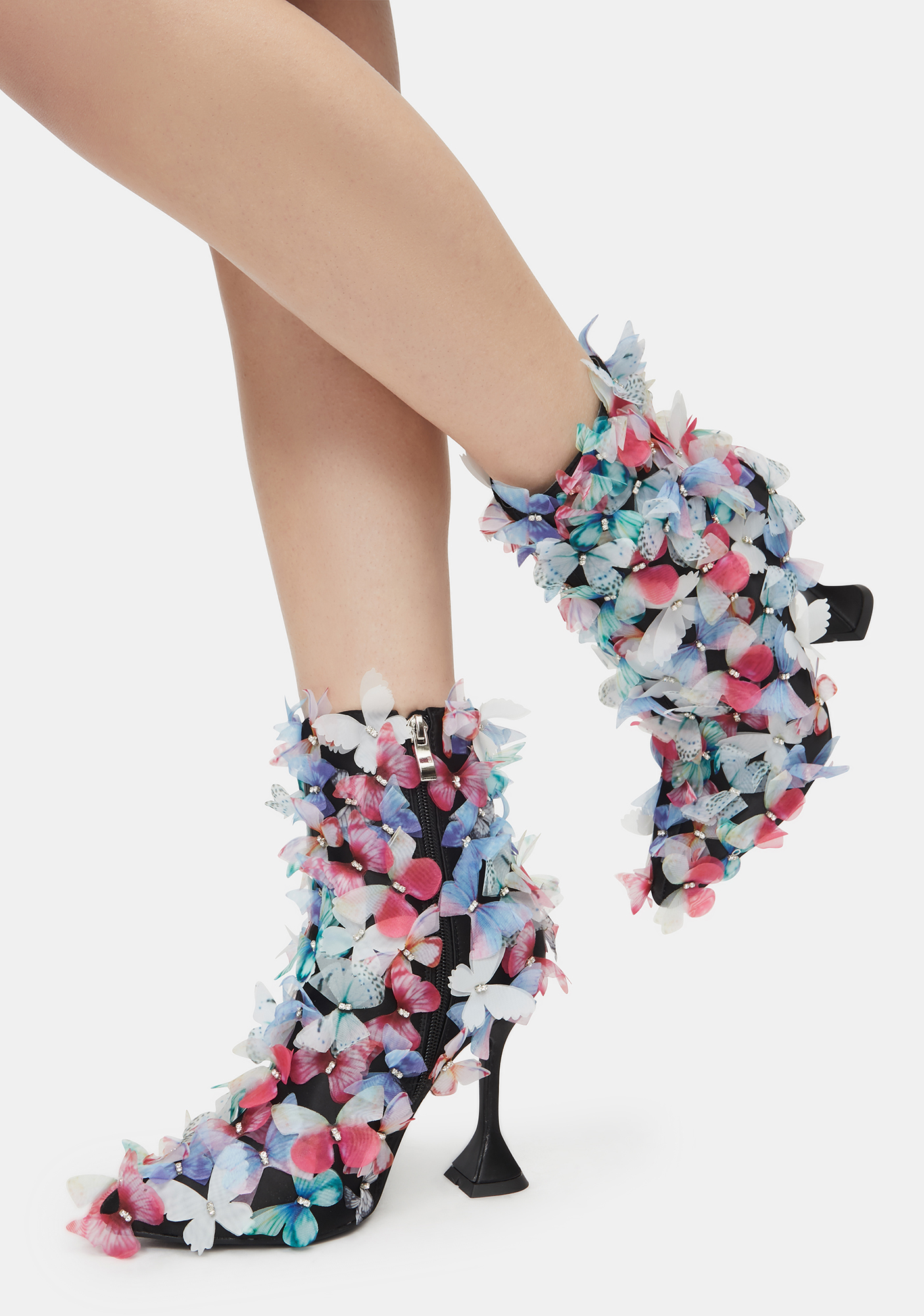 AZALEA WANG Multicolor Butterfly Booties Dolls Kill AZALEA WANG Multicolor Butterfly Booties Dolls Kill