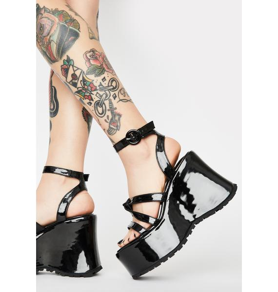 Delia’s Strappy Patent Platform Heels - Black | Dolls Kill