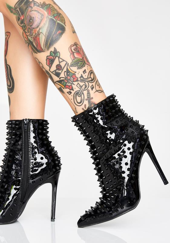 spiked heel booties