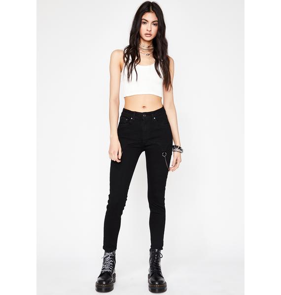 black jeans with chains on side