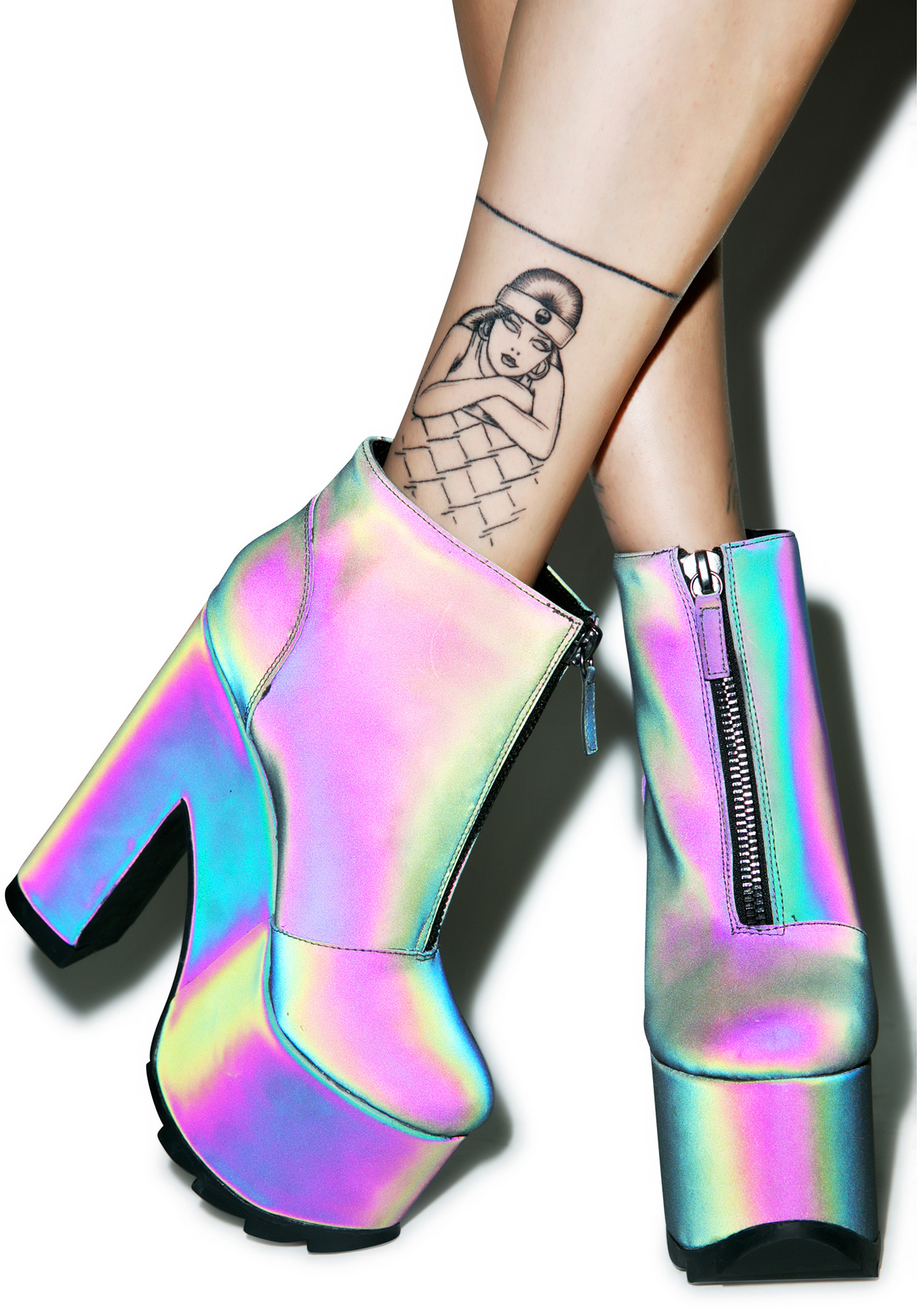 reflective platform boots