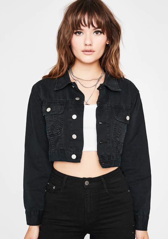 black jean jacket crop