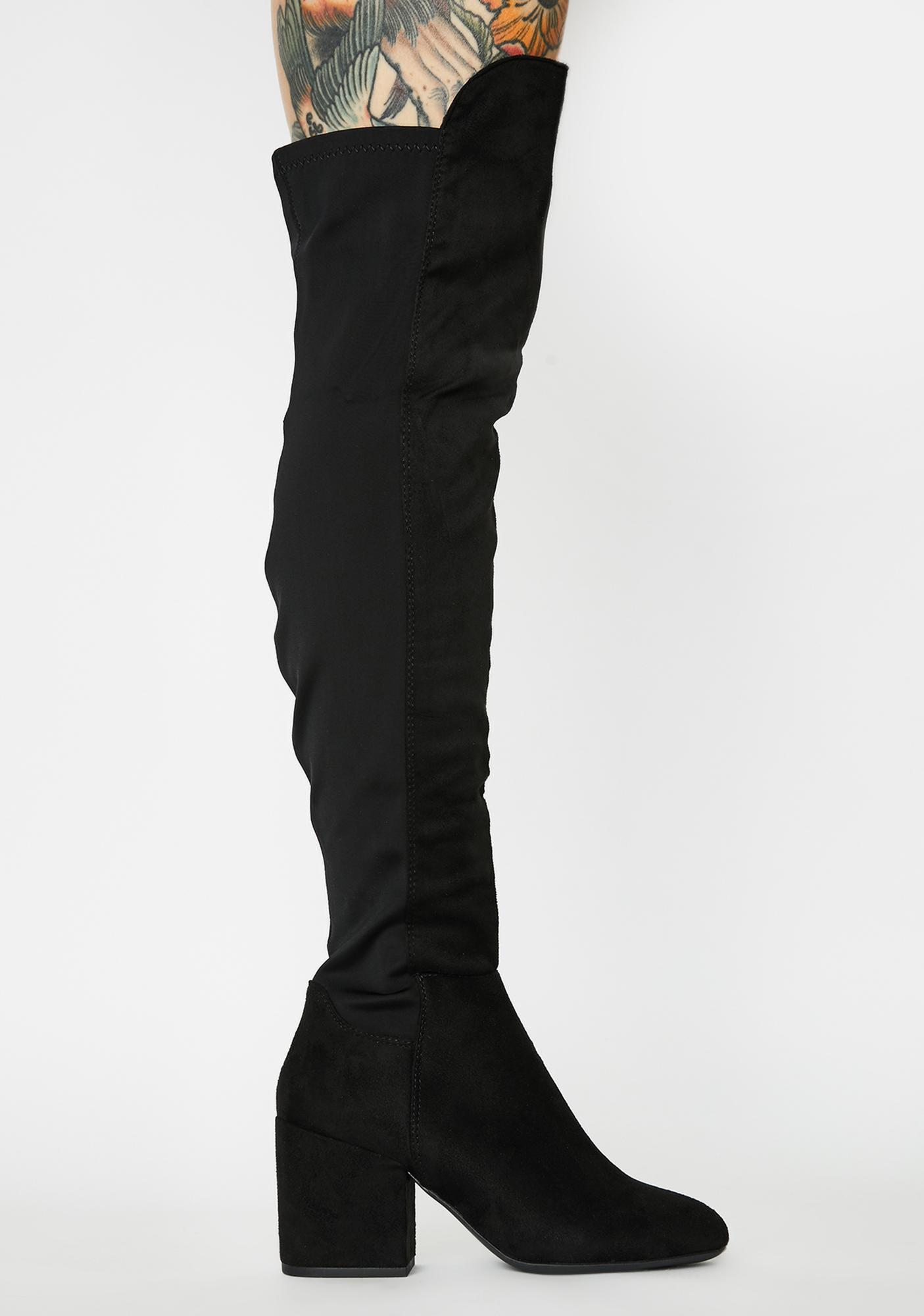 black knee length boots