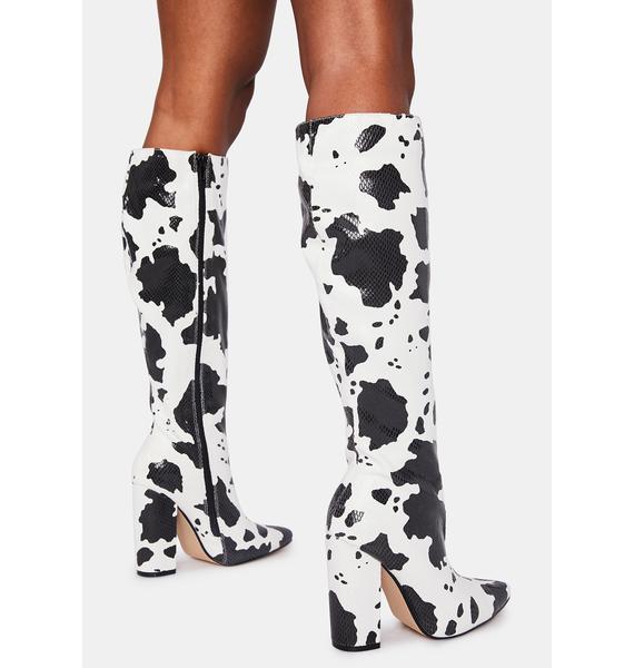 cow print over the knee boots