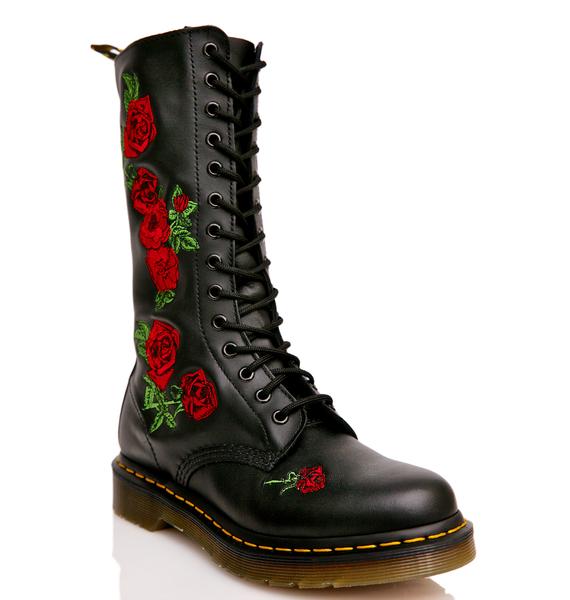 Dr. Martens Vonda Embroidered 14 Eye Boots | Dolls Kill