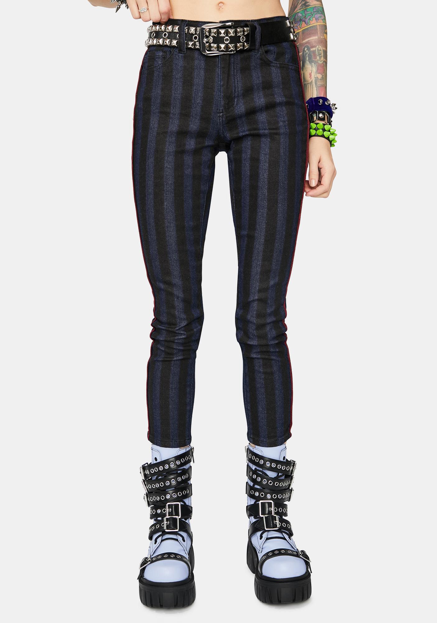 skinny striped trousers