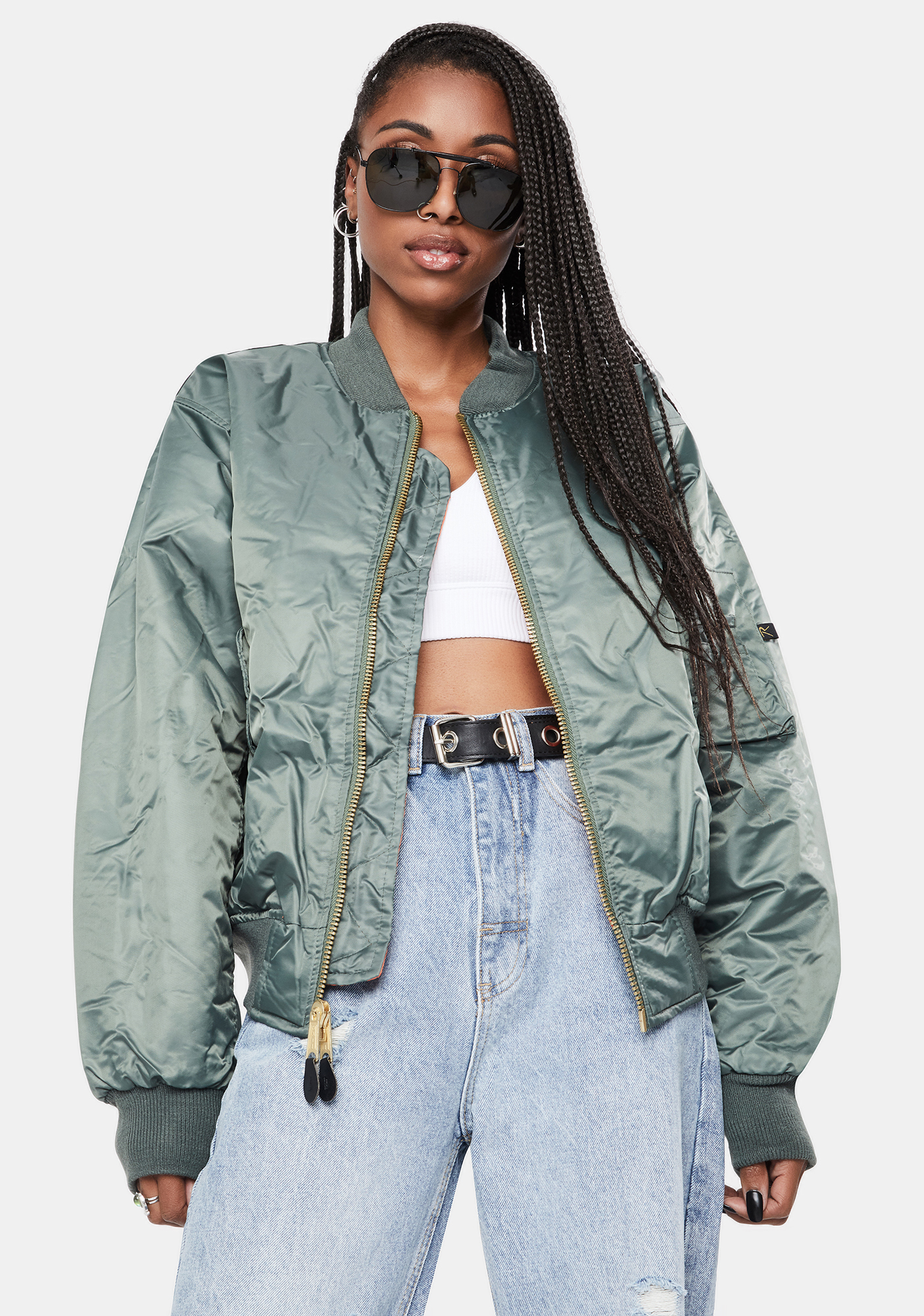 sage green flight jacket