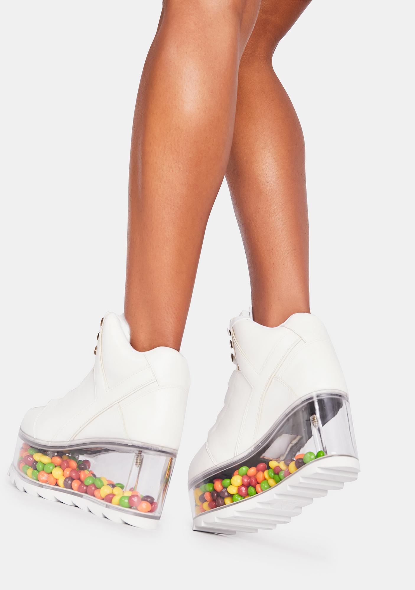 Y.R.U. White Qozmo Qloud Platform Sneakers Dolls Kill