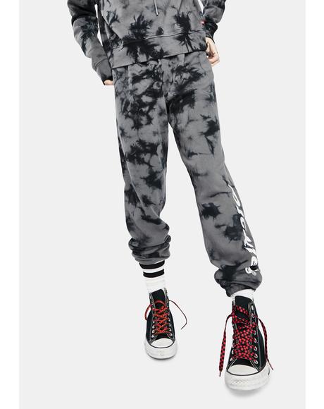 black and orange tie dye sweatpants