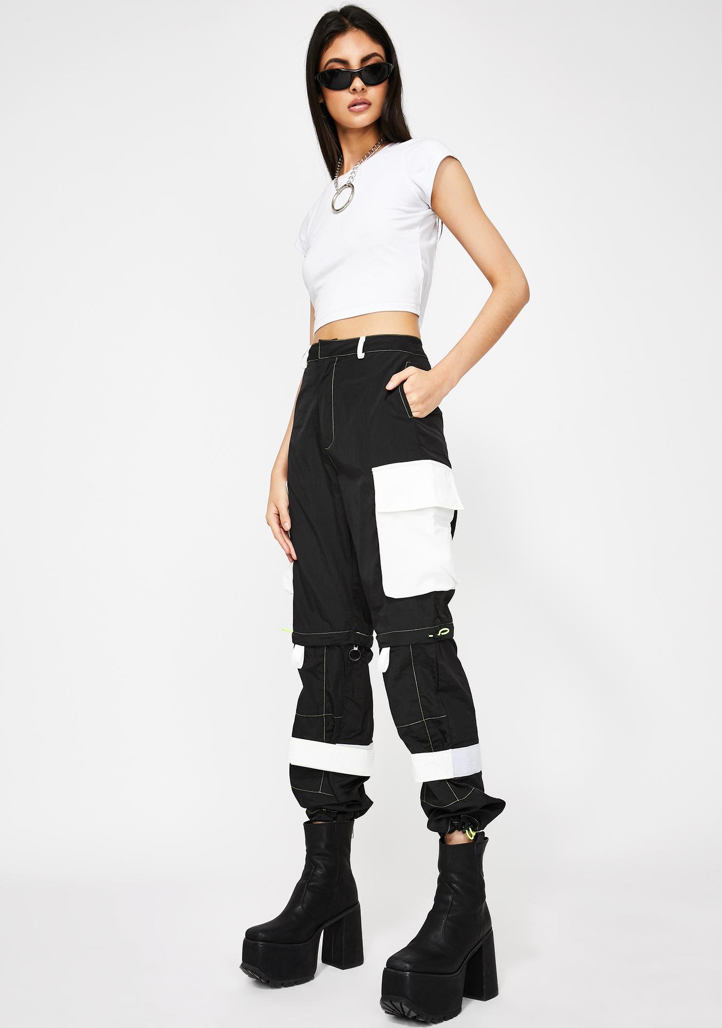 Jaded London Zip Off Cargo Trousers With Neon Stitching | Dolls Kill